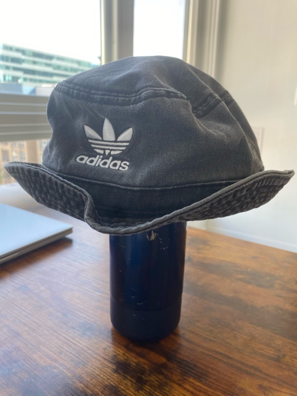 Adidas Originals Trefoil Washed Black Bucket Hat Vintage Unisex Streetwear Y2K
